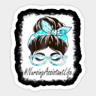 Womens Nursing Assistant Messy Bun Bleached World Health Day Sticker